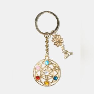 7 CHAKRAS KEYCHAIN LOTUS CHARM BAG CHARM PURSE CHARM KEY CHARMS New